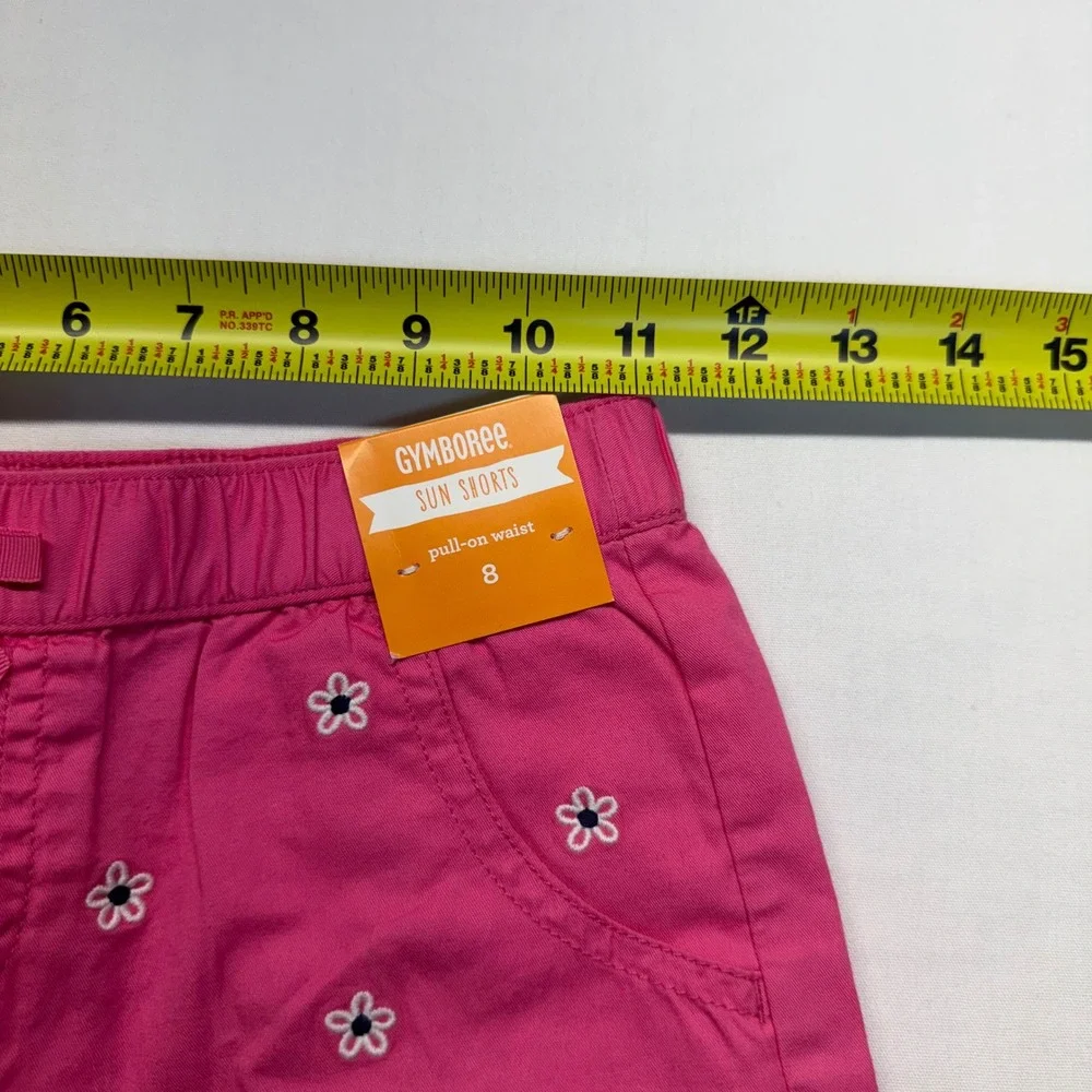 Gymboree Girls Pink Daisy Embroidered Sun Shorts Size 8 NWT Floral Cotton